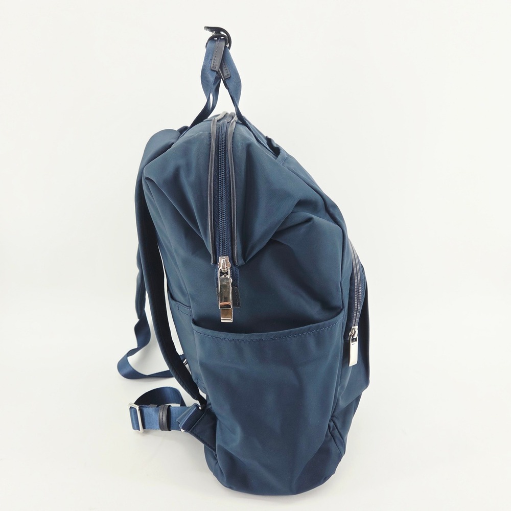 Tumi Mel Framed Blue Navy Nylon Convertible Backpack Bookbag Bag Wide Opening - Picture 4 of 16